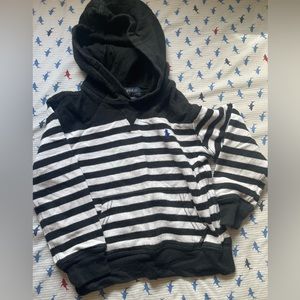 Ralph Lauren Black and White Striped Hooded Sweater 4T